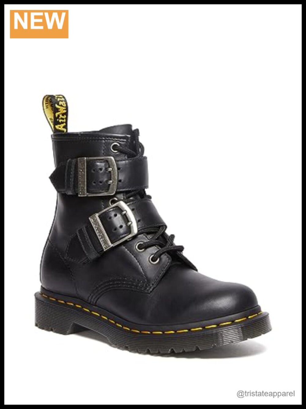 Dr. Martens 1460 Leather Combat Boots Adjustable Buckles Ankle Work